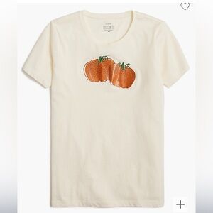 J. Crew Glitter Pumpkin Graphic Cotton Tee White Size XXL